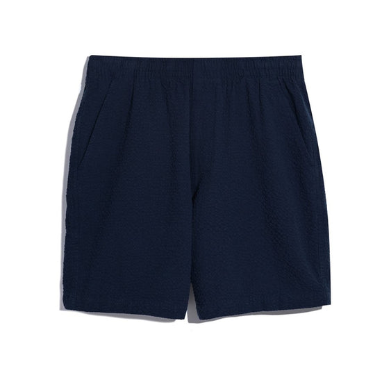 Redwald Seersucker Shorts In True Navy - RUTHERFORD & Co