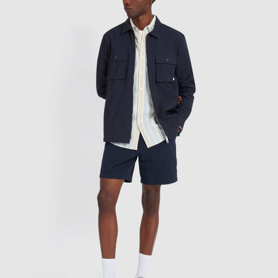 Redwald Seersucker Shorts In True Navy - RUTHERFORD & Co