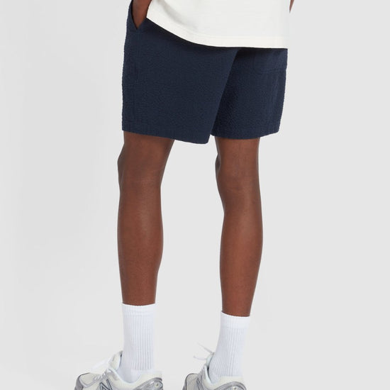 Redwald Seersucker Shorts In True Navy - RUTHERFORD & Co