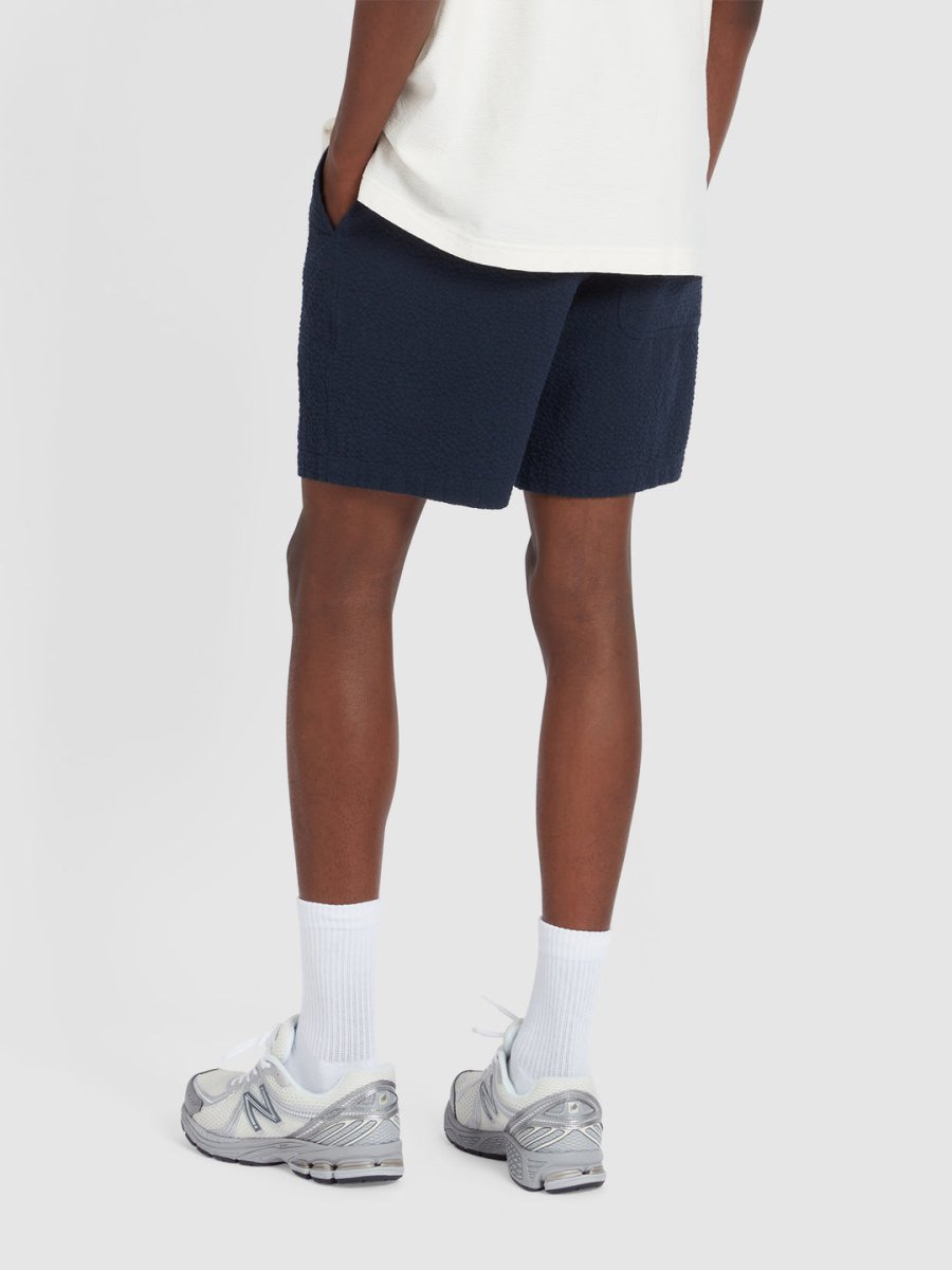 Redwald Seersucker Shorts In True Navy - RUTHERFORD & Co