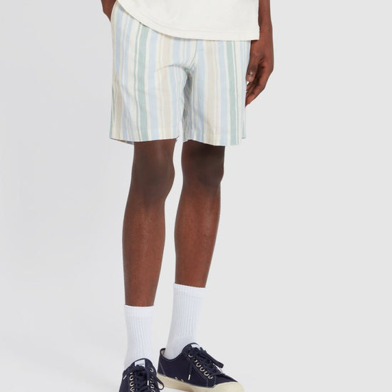 Redwald Thick Stripe Shorts In Ecru - RUTHERFORD & Co