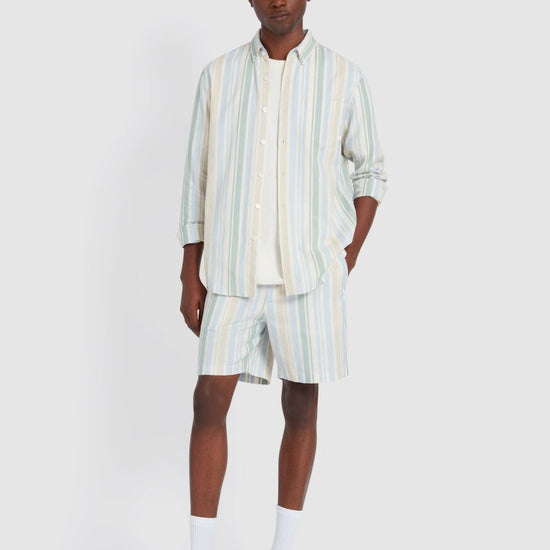 Redwald Thick Stripe Shorts In Ecru - RUTHERFORD & Co
