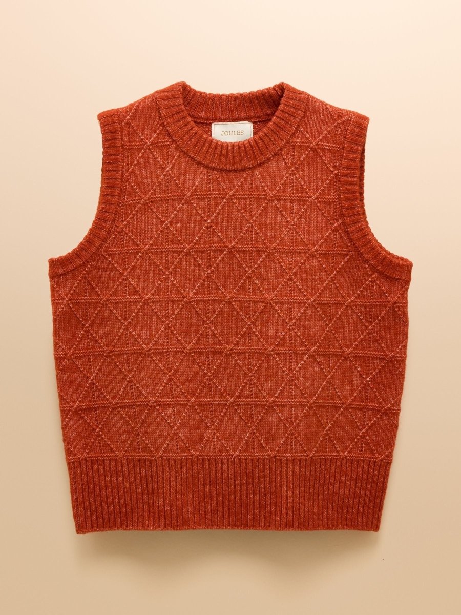 Reid Burnt Orange Textured Knitted Vest - RUTHERFORD & Co