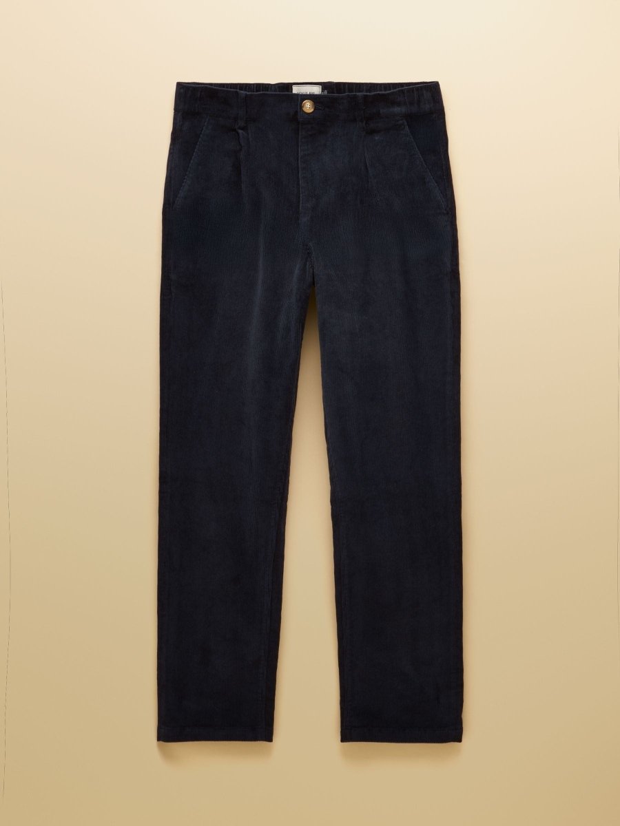 Relaxed Fit Navy Cotton-Rich Cord Trousers - RUTHERFORD & Co