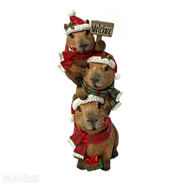Resin Stacked Capybara Christmas Figurine 32cm - RUTHERFORD & Co