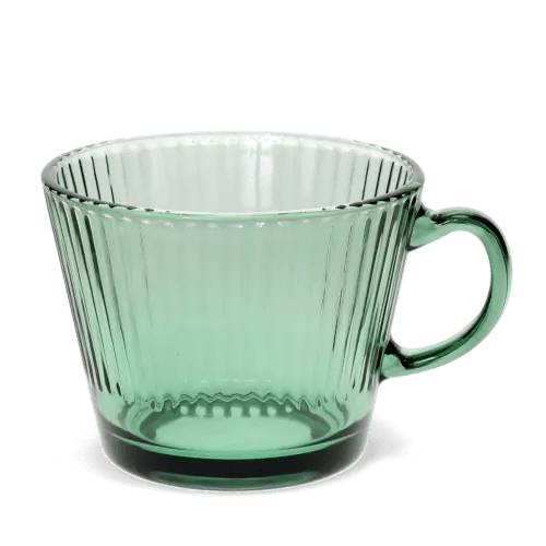 Retro ribbed glass mug 400ml - Green - RUTHERFORD & Co