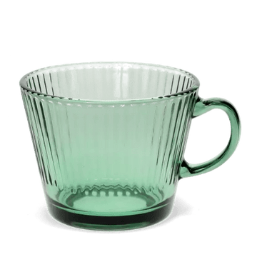 Retro ribbed glass mug 400ml - Green - RUTHERFORD & Co