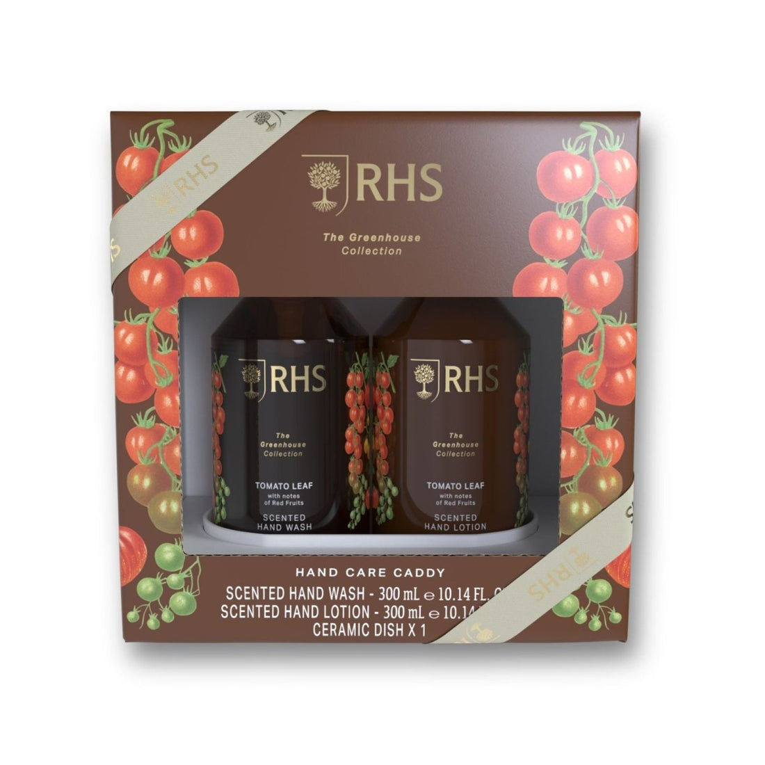 RHS Hand Care Caddy Tomato Leaf 2 x 300ml - RUTHERFORD & Co