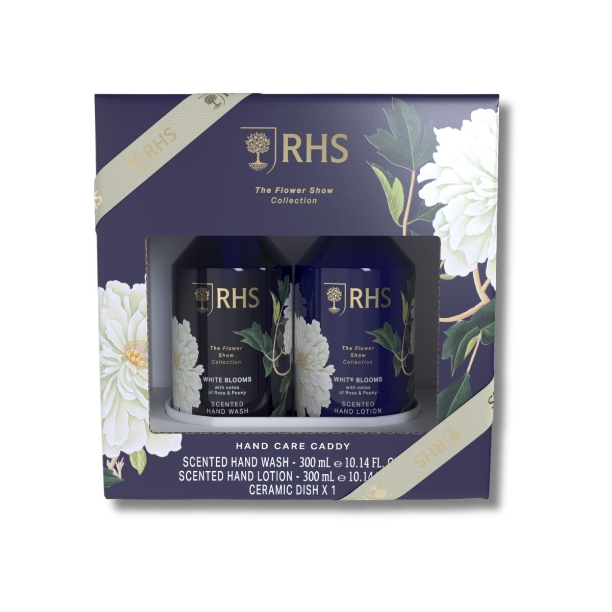 RHS Hand Care Caddy White Blooms 2 x 300ml - RUTHERFORD & Co