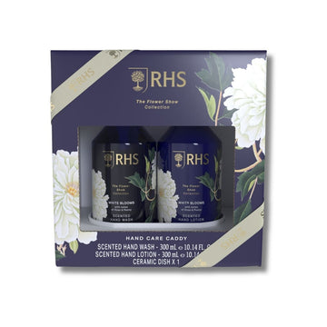 RHS Hand Care Caddy White Blooms 2 x 300ml - RUTHERFORD & Co