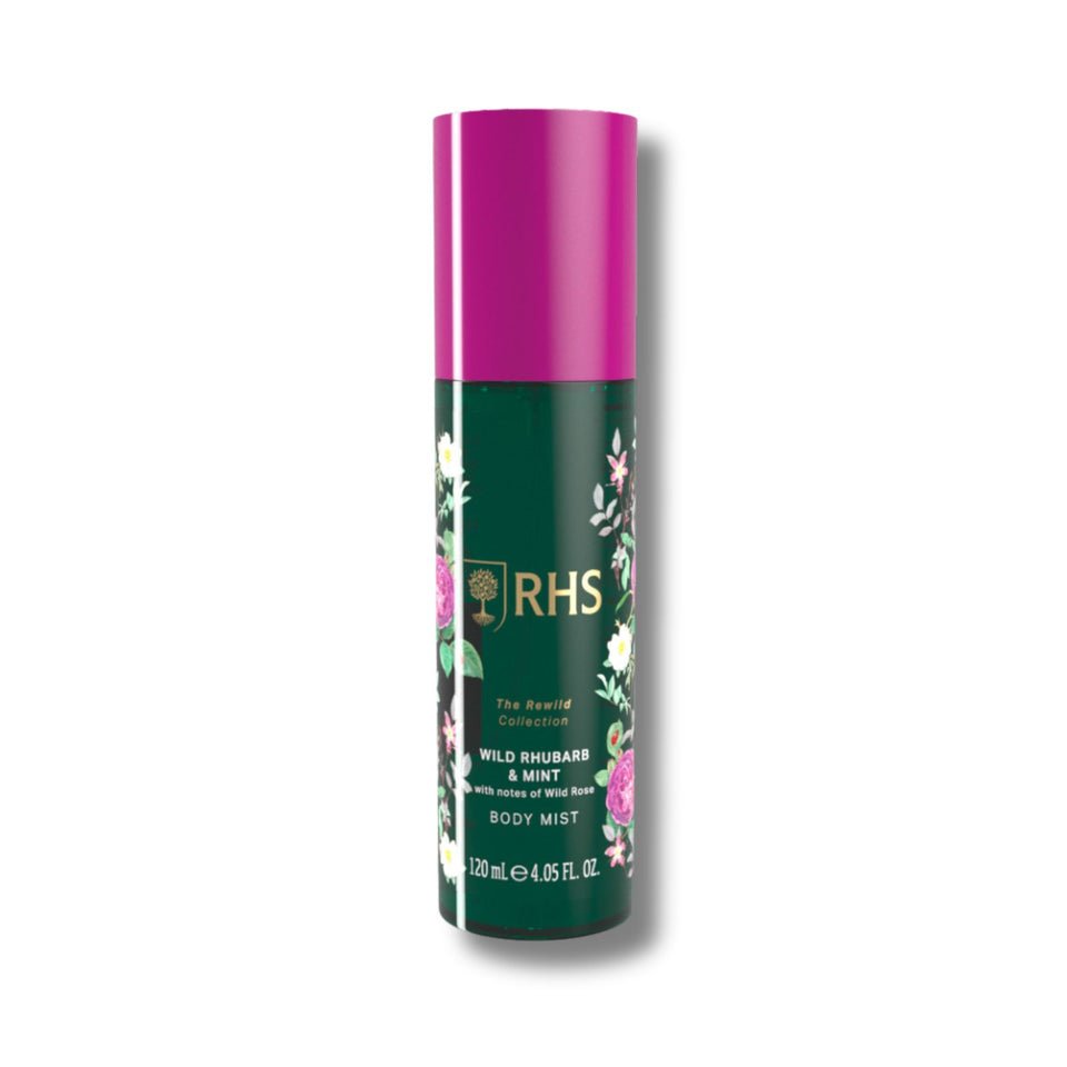 RHS Rewild Rhubarb and Mint Body Mist 120ml - RUTHERFORD & Co