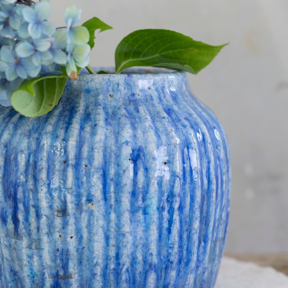 Ribbed Planter Cornflower Blue - RUTHERFORD & Co