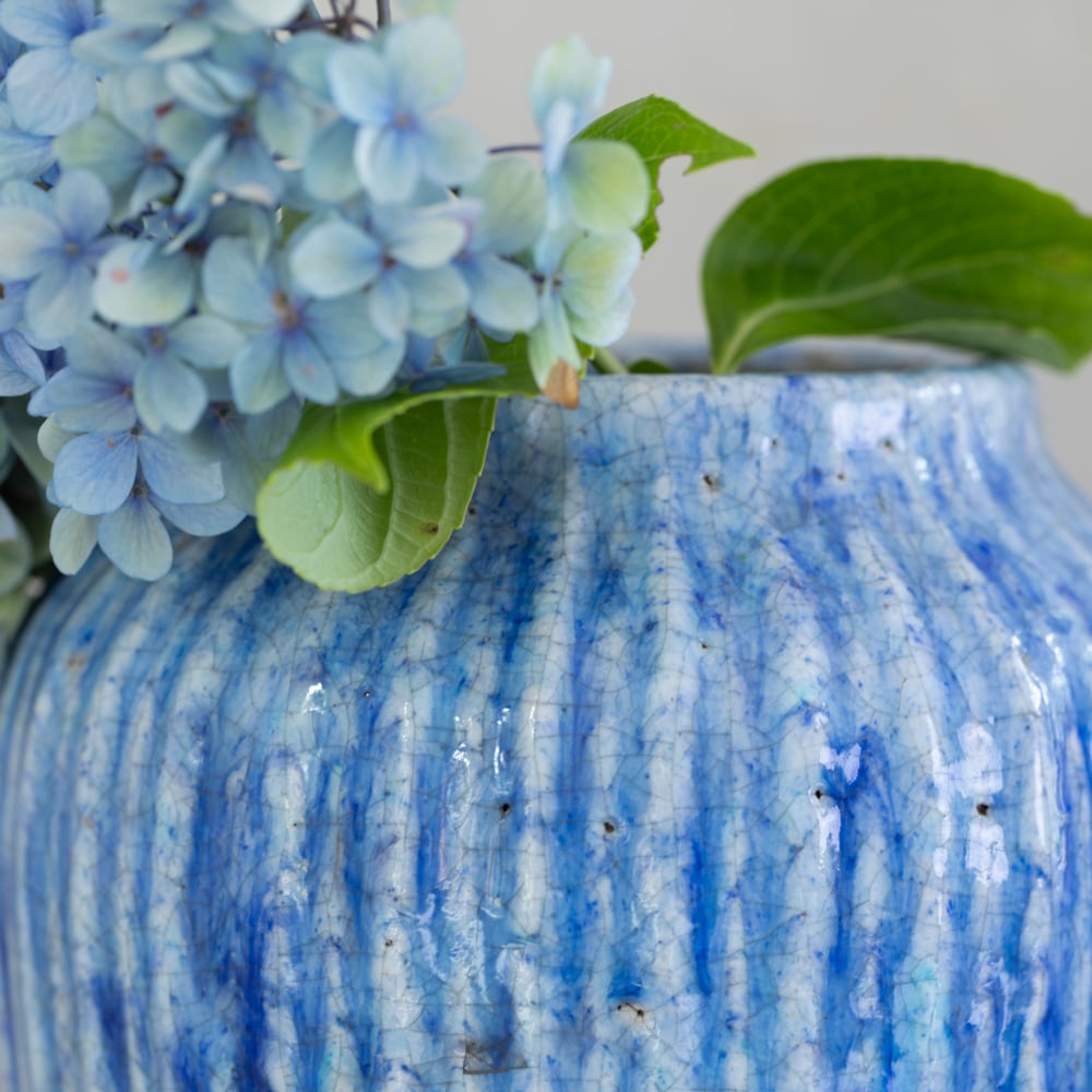 Ribbed Planter Cornflower Blue - RUTHERFORD & Co