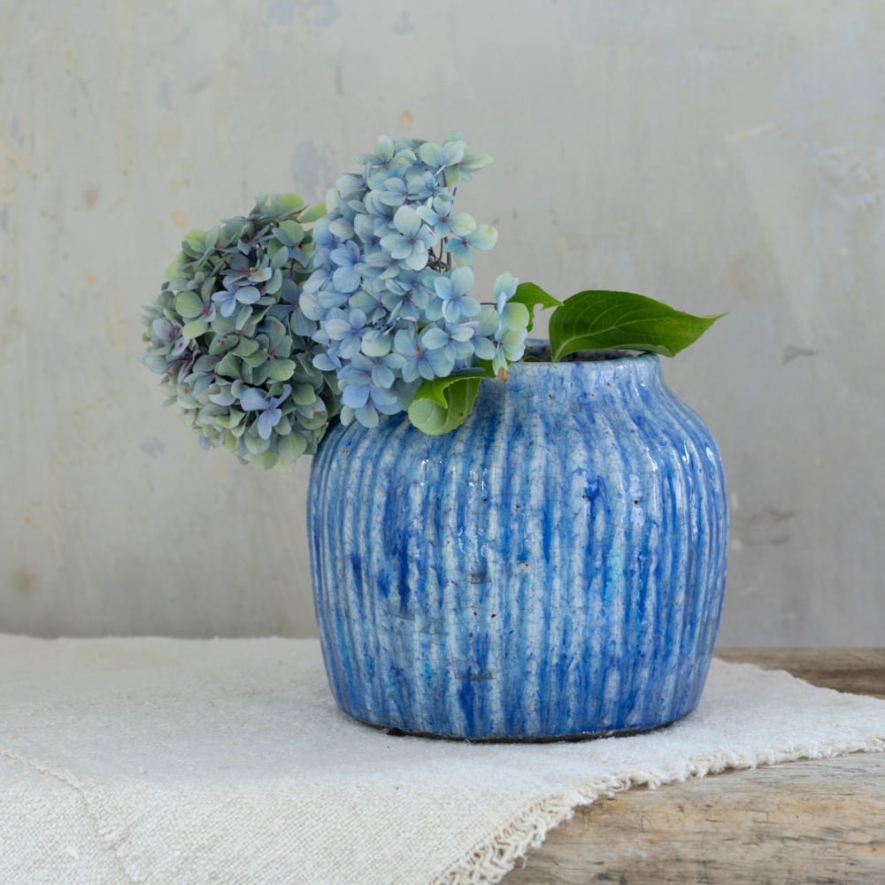 Ribbed Planter Cornflower Blue - RUTHERFORD & Co