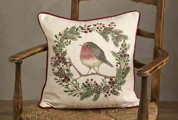 Robin and Wreath Cushion - RUTHERFORD & Co