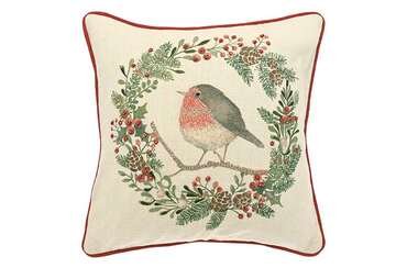Robin and Wreath Cushion - RUTHERFORD & Co