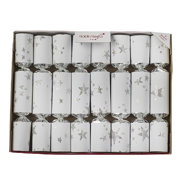 Robin Reed 6" Silver Glitter Star Crackers (Pack of 8) - RUTHERFORD & Co