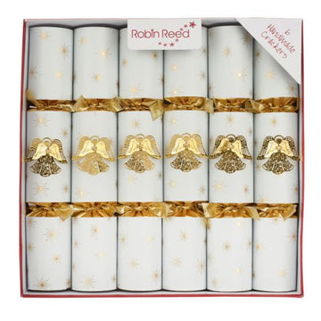 Robin Reed Signature Cracker Set of 6 Jewel Angel Gold