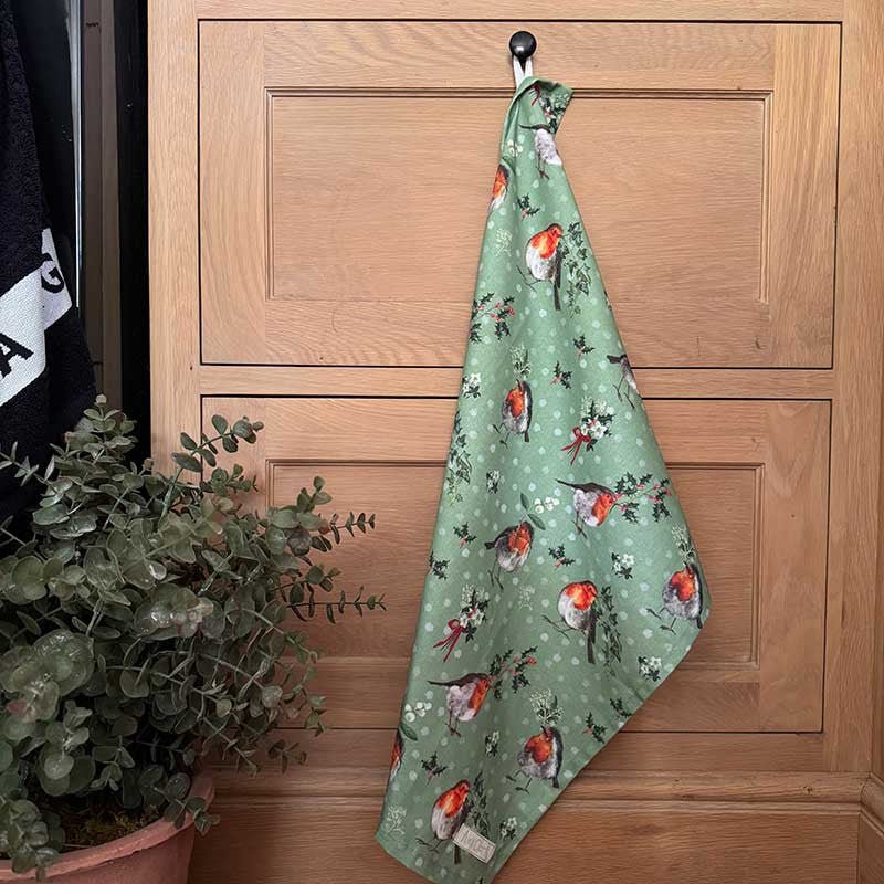 Robins and Holly Tea Towel - RUTHERFORD & Co