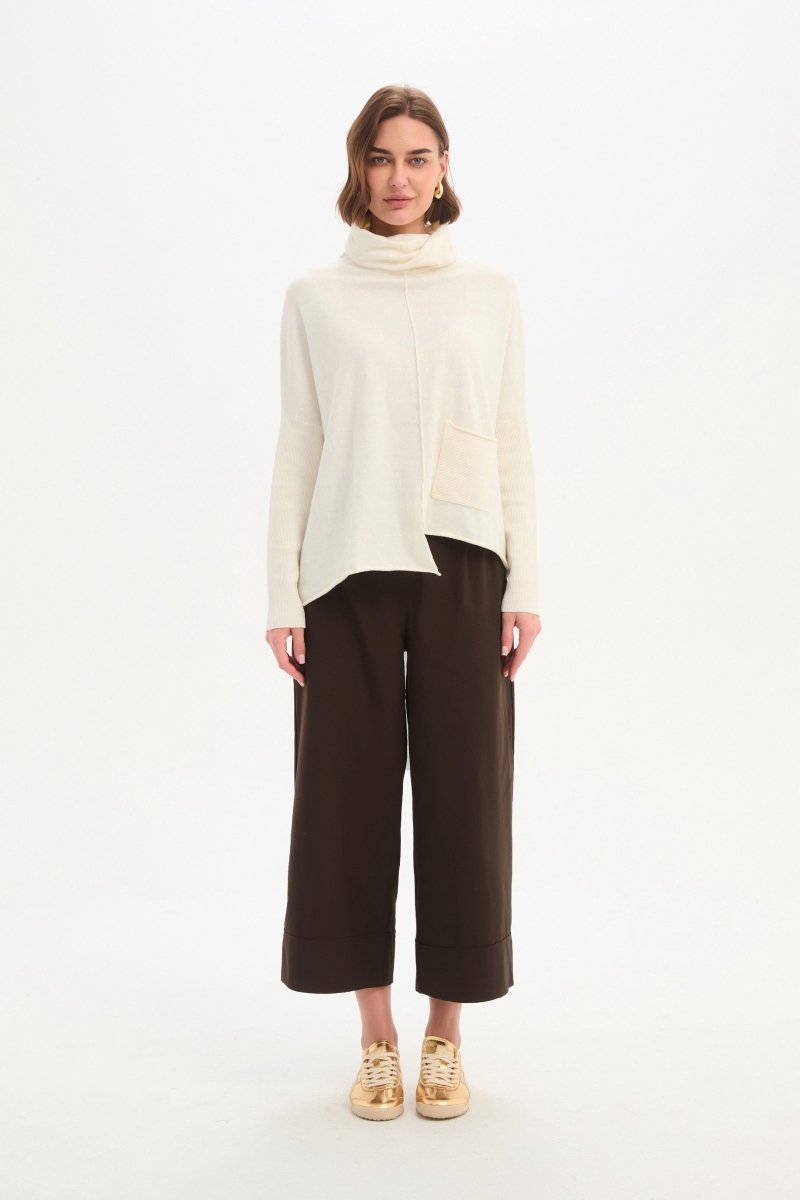 Roll Hem Pocket Knit Cream - RUTHERFORD & Co