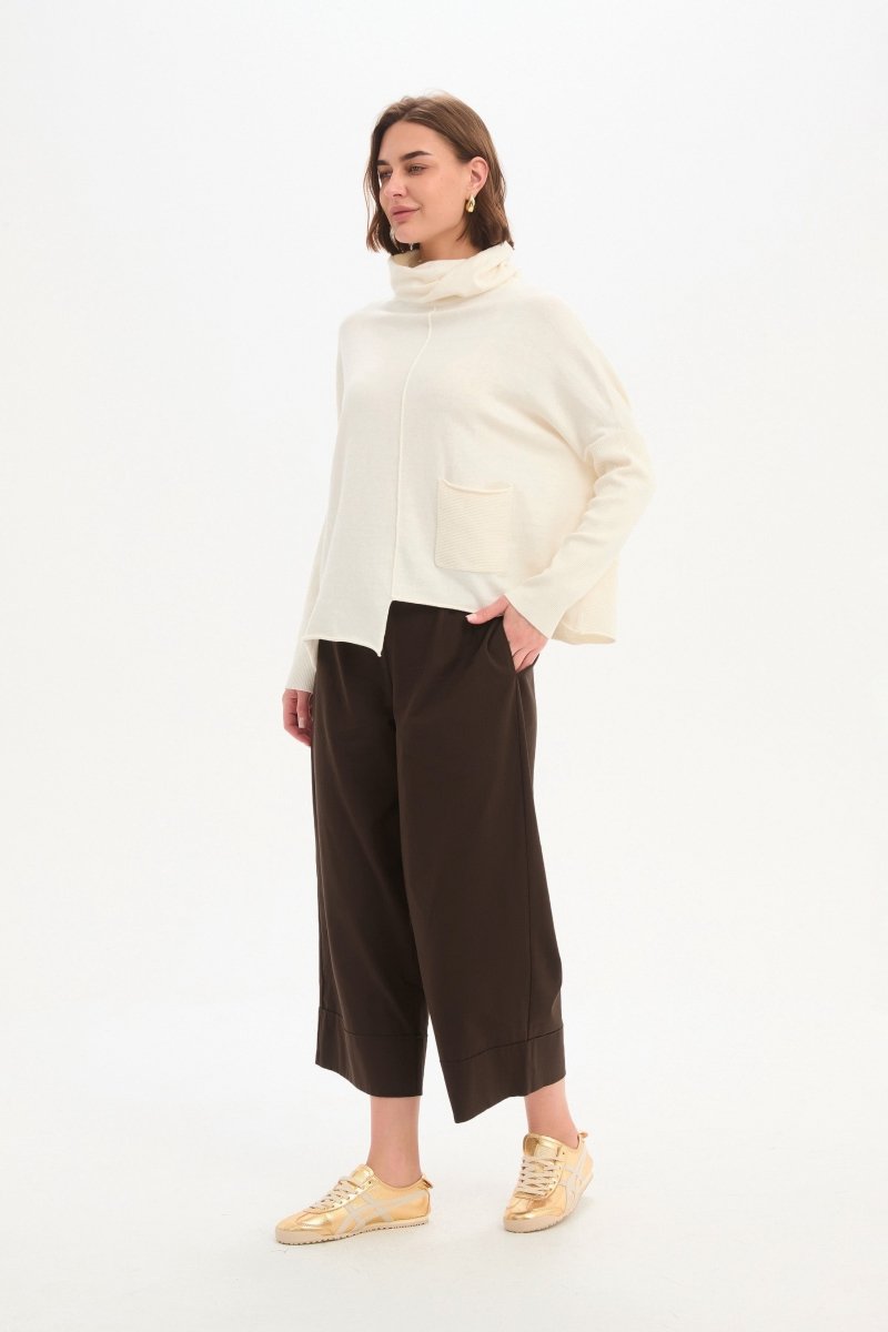 Roll Hem Pocket Knit Cream - RUTHERFORD & Co