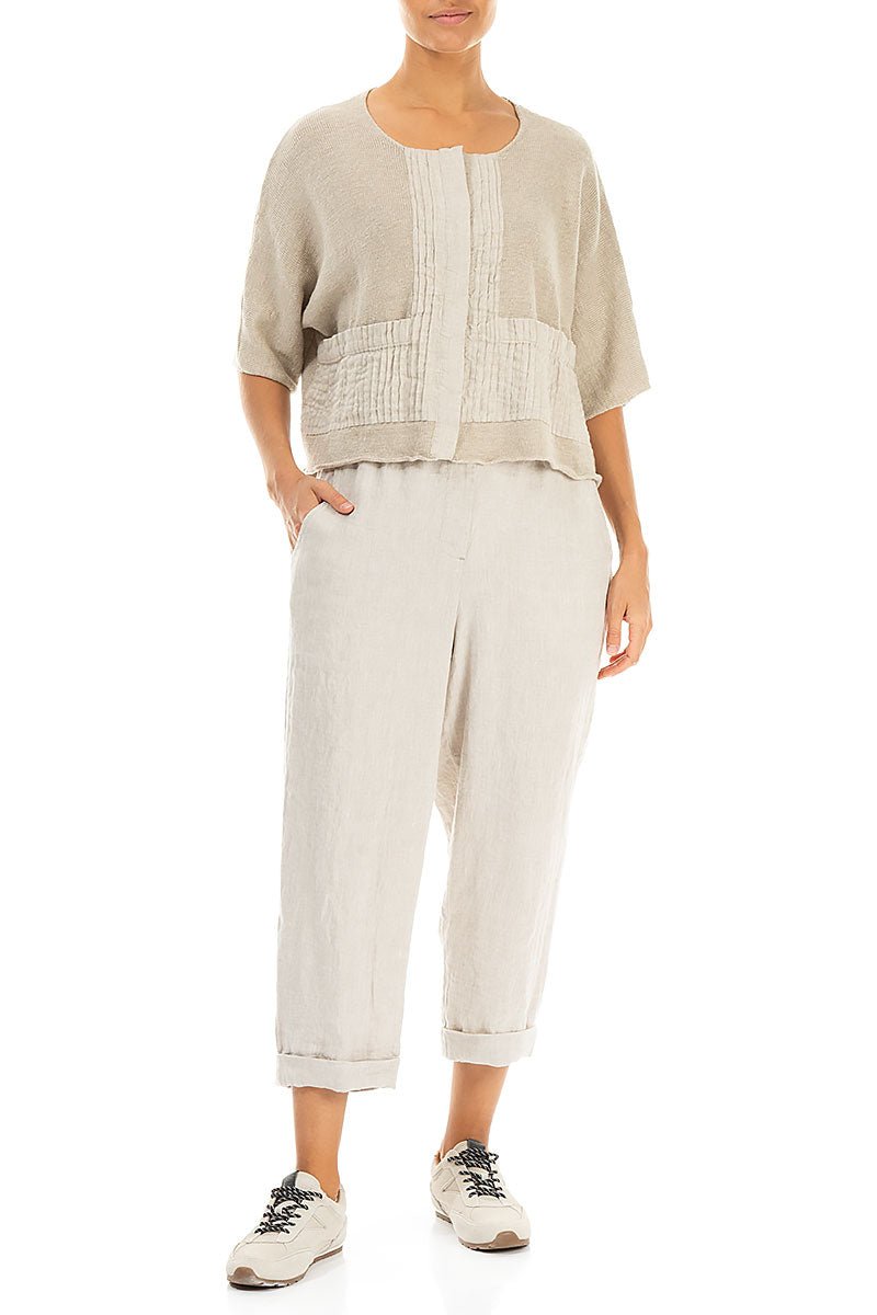 Roll Up Natural Linen Trousers - RUTHERFORD & Co