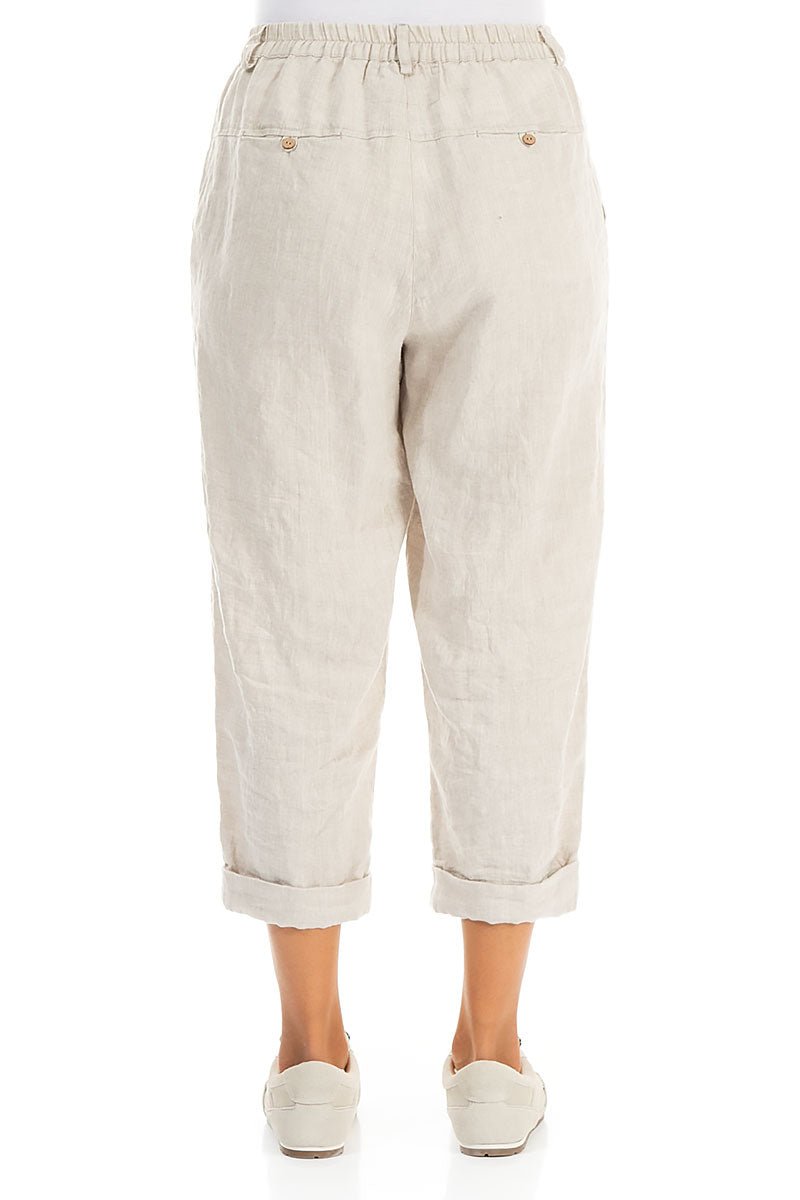 Roll Up Natural Linen Trousers - RUTHERFORD & Co