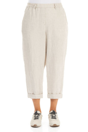 Roll Up Natural Linen Trousers - RUTHERFORD & Co