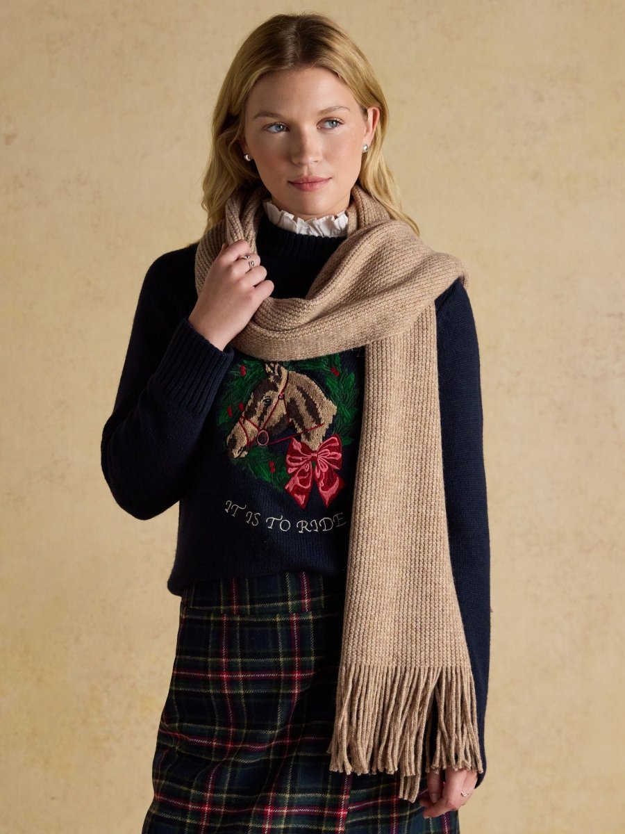 Rosa Oatmeal Knitted Scarf - RUTHERFORD & Co