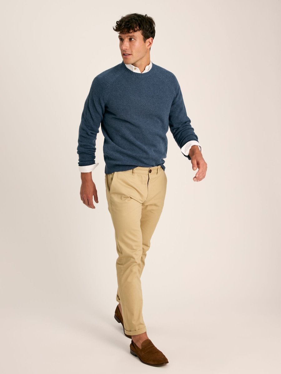 Rowley Navy Lambswool Crew Neck Jumper - RUTHERFORD & Co