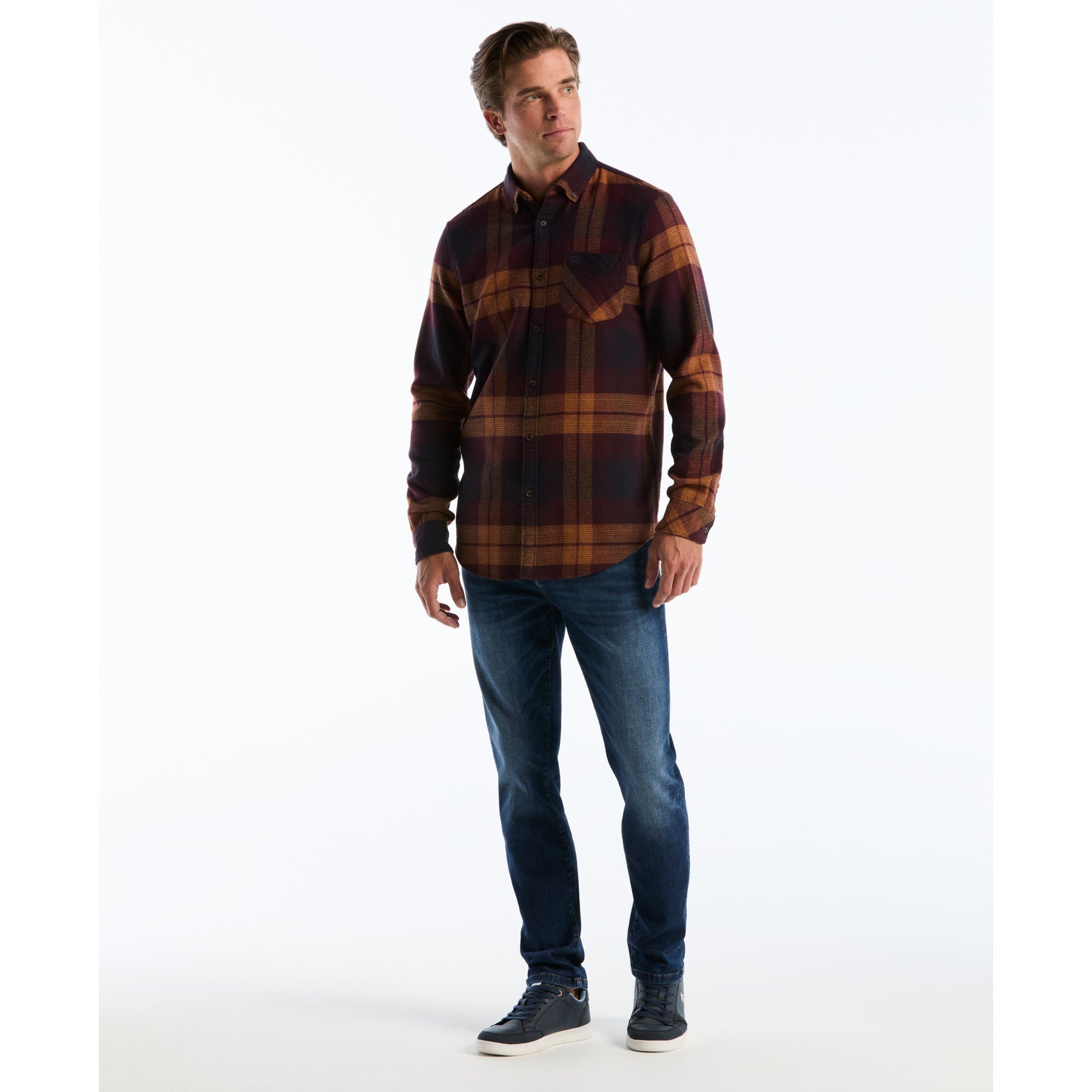 Lightweight Plaid Flannel Shirt In Port Royale