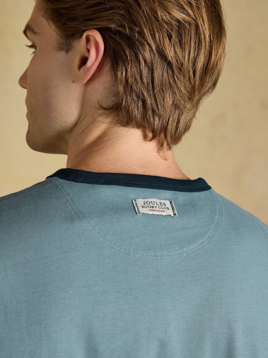 Rugby Club Blue Crew Neck Cotton T-Shirt - RUTHERFORD & Co