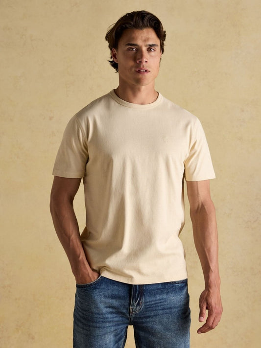 Rugby Club Cream Crew Neck Cotton T-Shirt - RUTHERFORD & Co