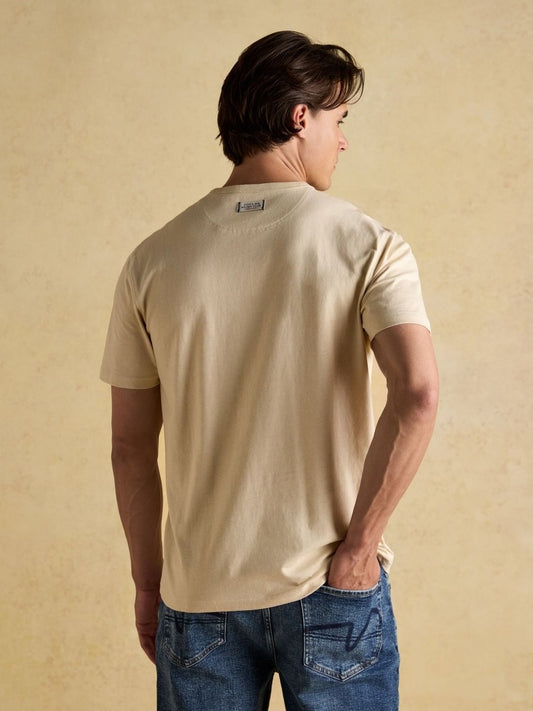 Rugby Club Cream Crew Neck Cotton T-Shirt - RUTHERFORD & Co