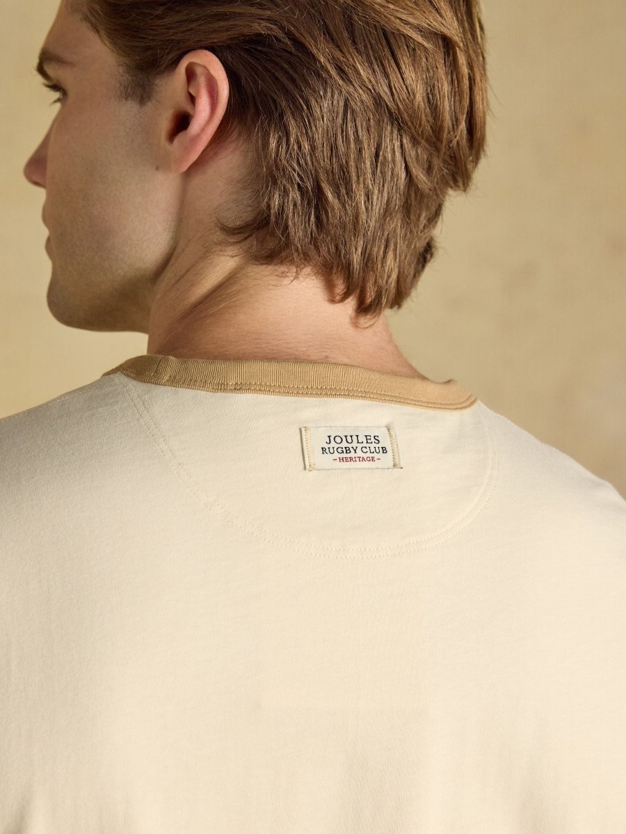 Rugby Club Cream Crew Neck Cotton T-Shirt - RUTHERFORD & Co