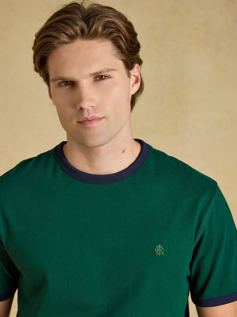 Rugby Club Green Crew Neck Cotton T-Shirt - RUTHERFORD & Co