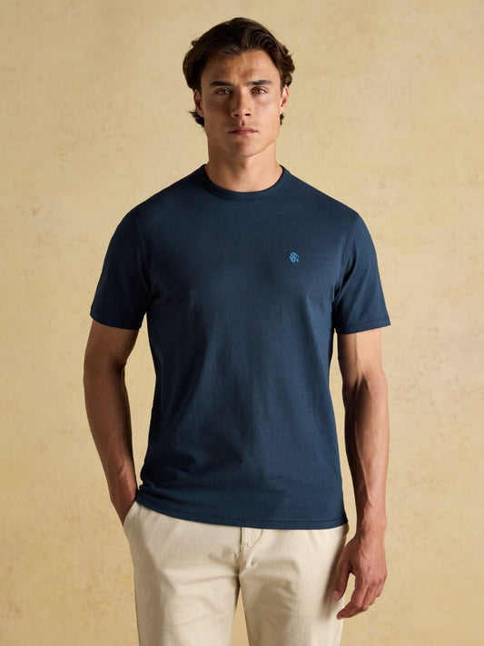 Rugby Club Navy Crew Neck Cotton T-Shirt - RUTHERFORD & Co