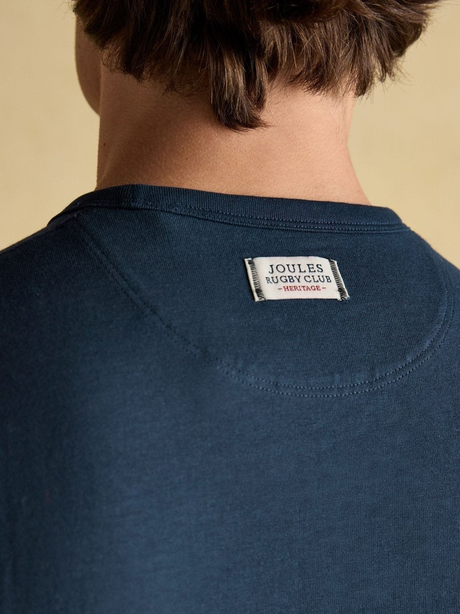 Rugby Club Navy Crew Neck Cotton T-Shirt - RUTHERFORD & Co