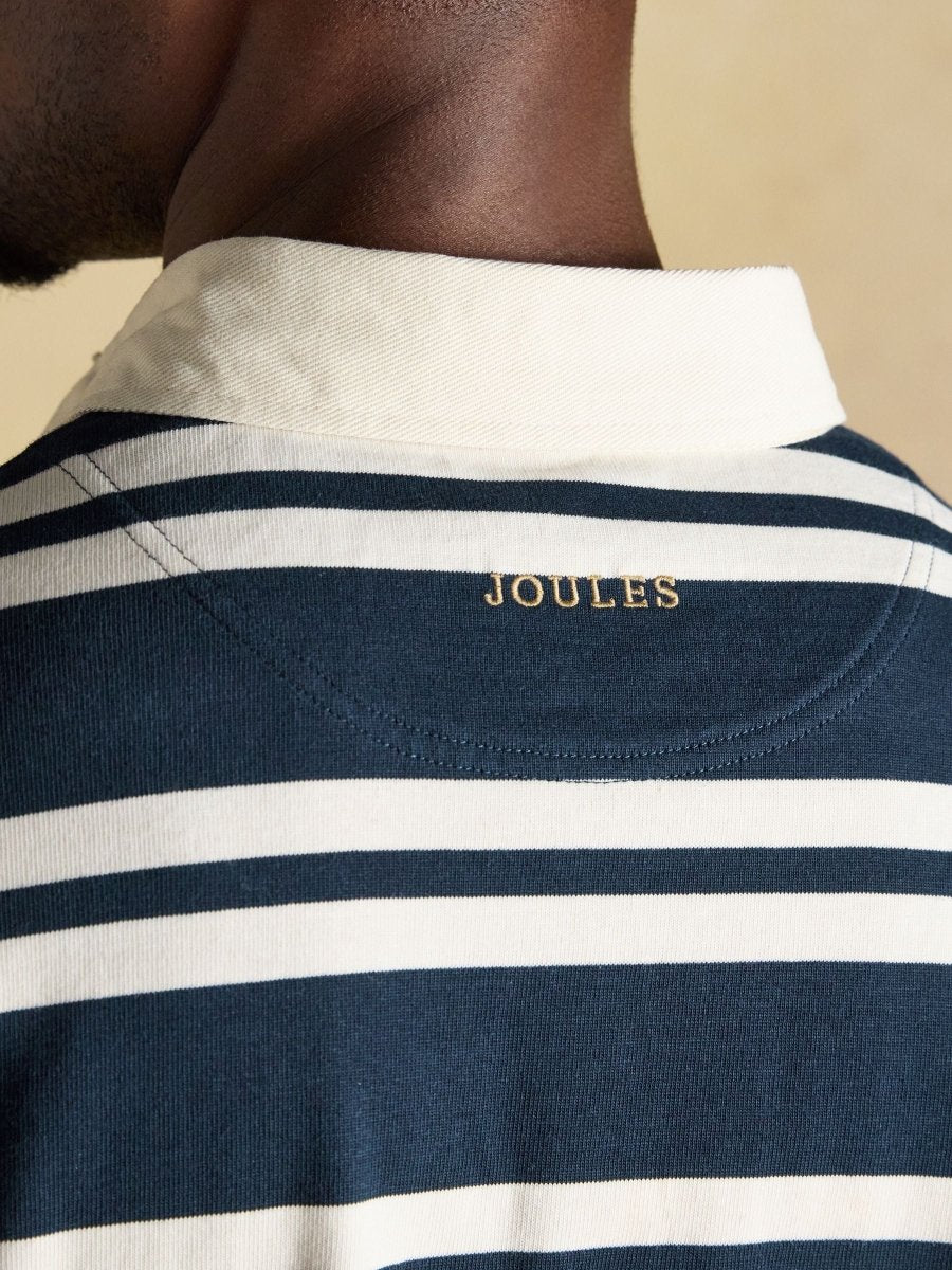 Rugby Club Navy & White Long Sleeve Striped Rugby Shirt - RUTHERFORD & Co