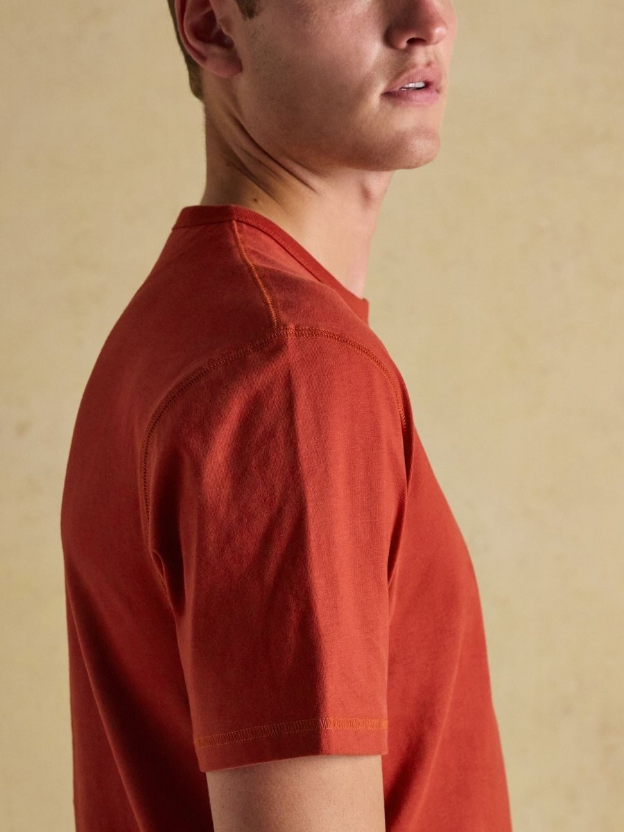Rugby Club Orange Crew Neck Cotton T-Shirt - RUTHERFORD & Co