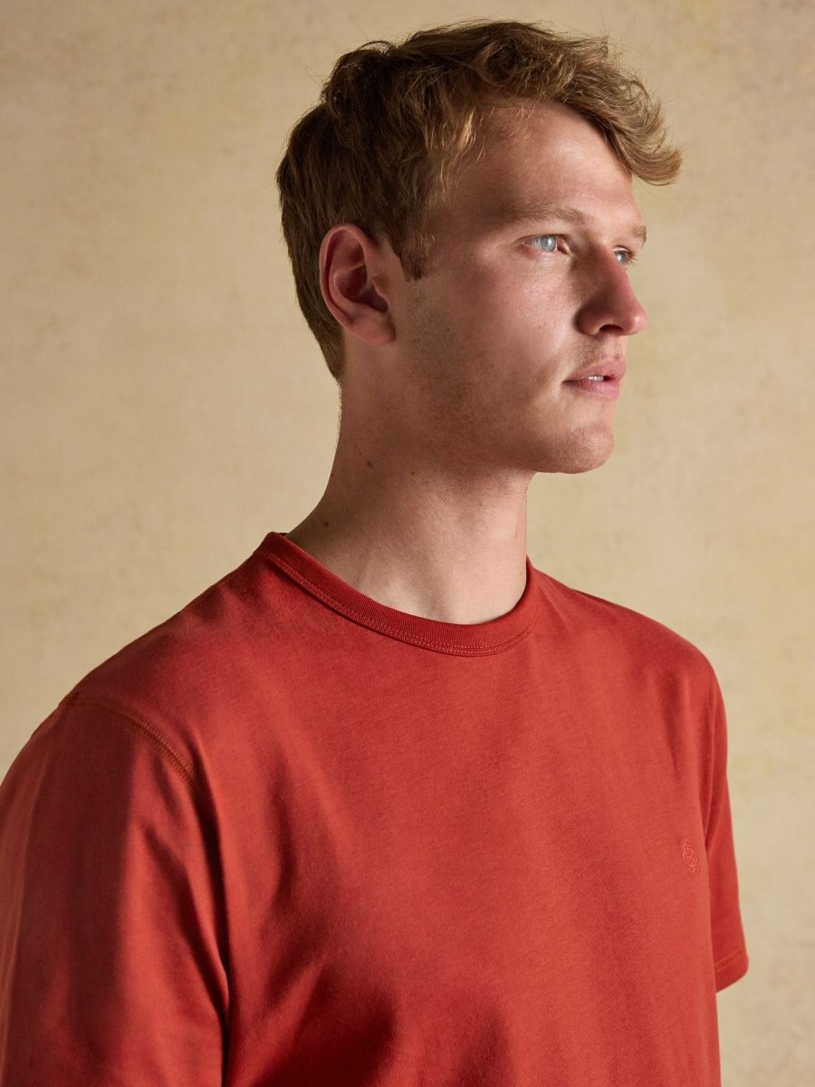 Rugby Club Orange Crew Neck Cotton T-Shirt - RUTHERFORD & Co