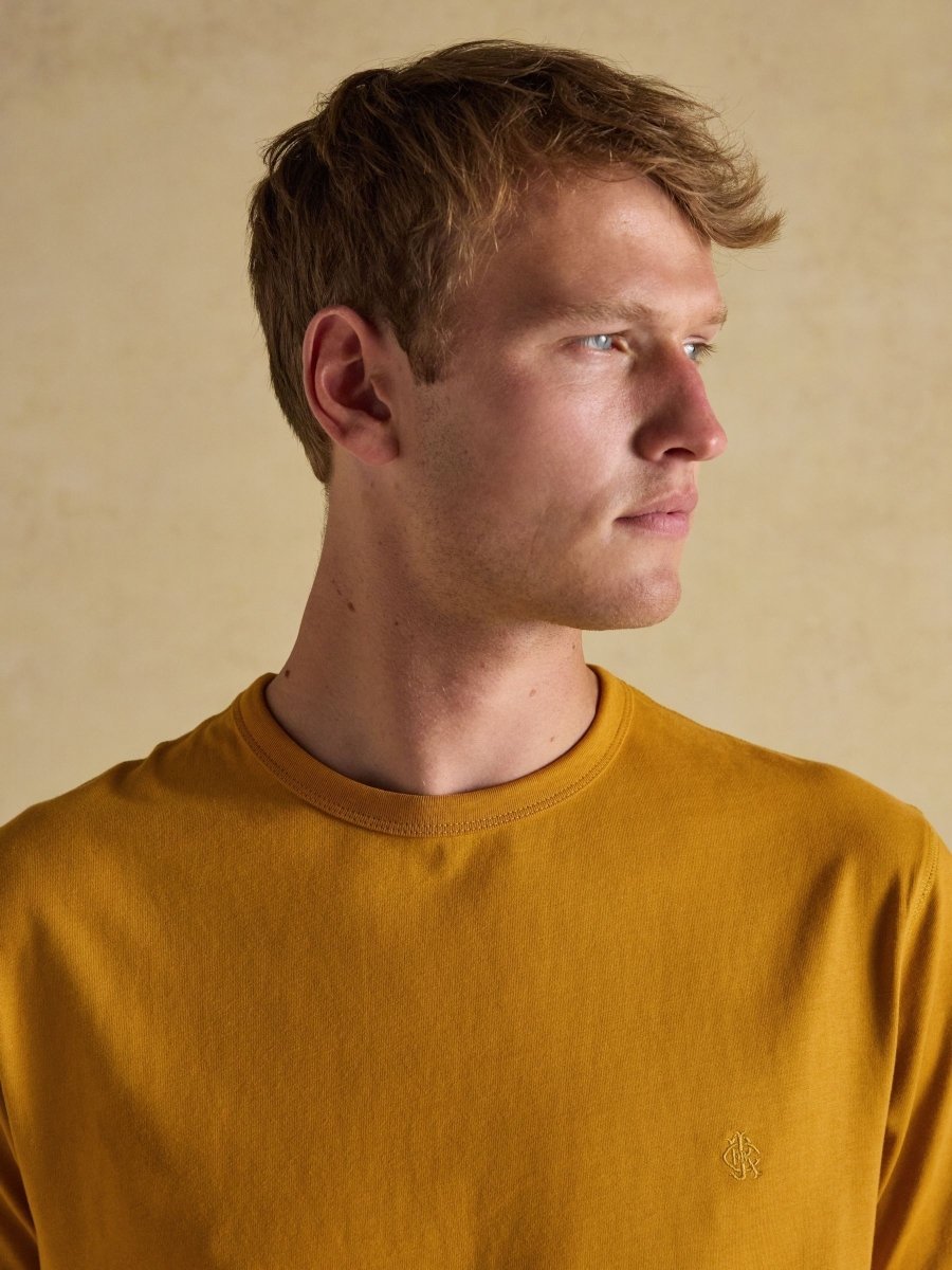 Rugby Club Yellow Crew Neck Cotton T-Shirt - RUTHERFORD & Co