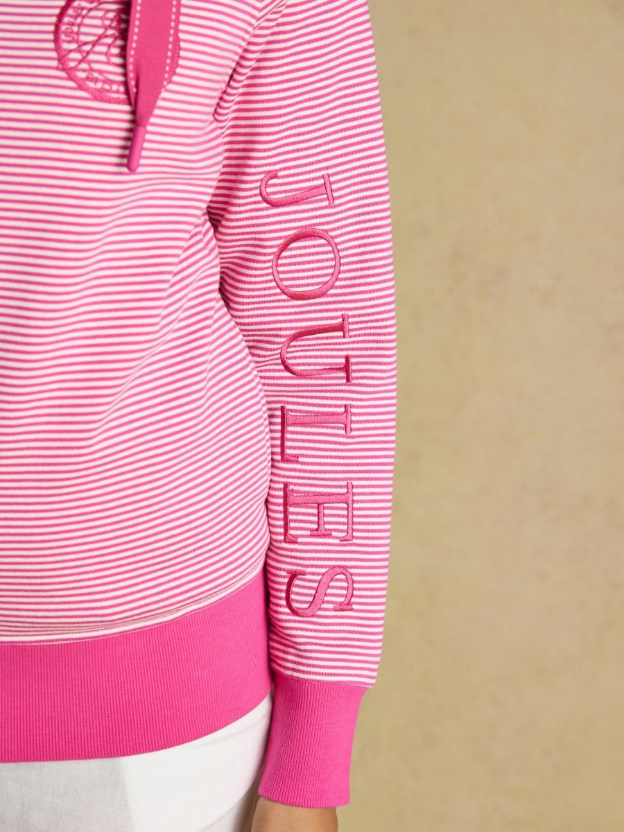 Rushton Pink & White Striped Cotton Cowl Neck Hoodie - RUTHERFORD & Co