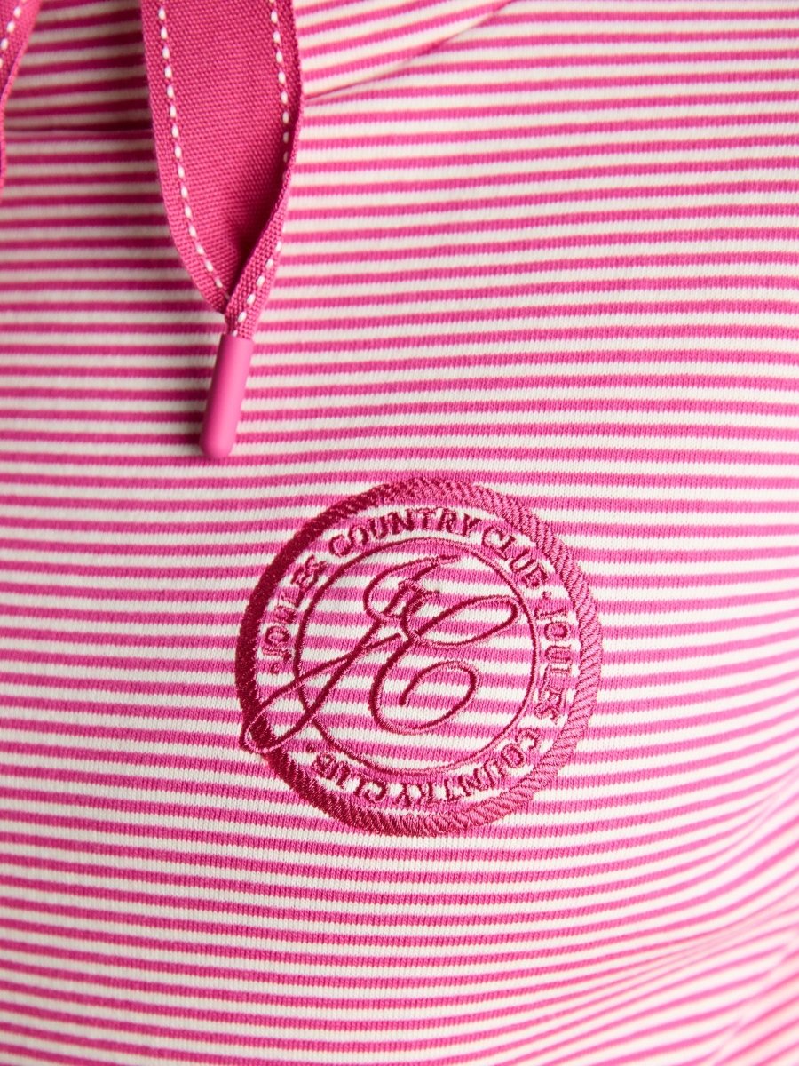 Rushton Pink & White Striped Cotton Cowl Neck Hoodie - RUTHERFORD & Co