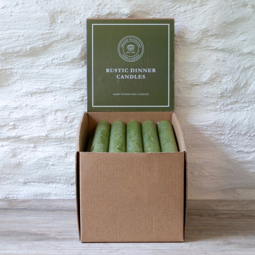 Rustic Dinner Candle Fern Green - RUTHERFORD & Co