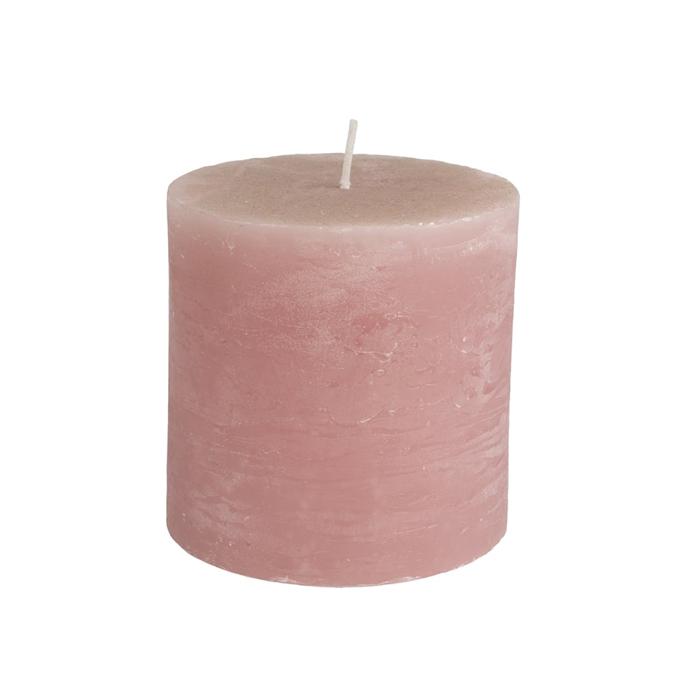 Rustic Pillar Candle Dusky Pink 100x100mm - RUTHERFORD & Co