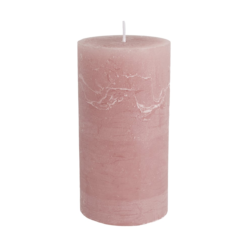 Rustic Pillar Candle Dusky Pink 70x130mm - RUTHERFORD & Co