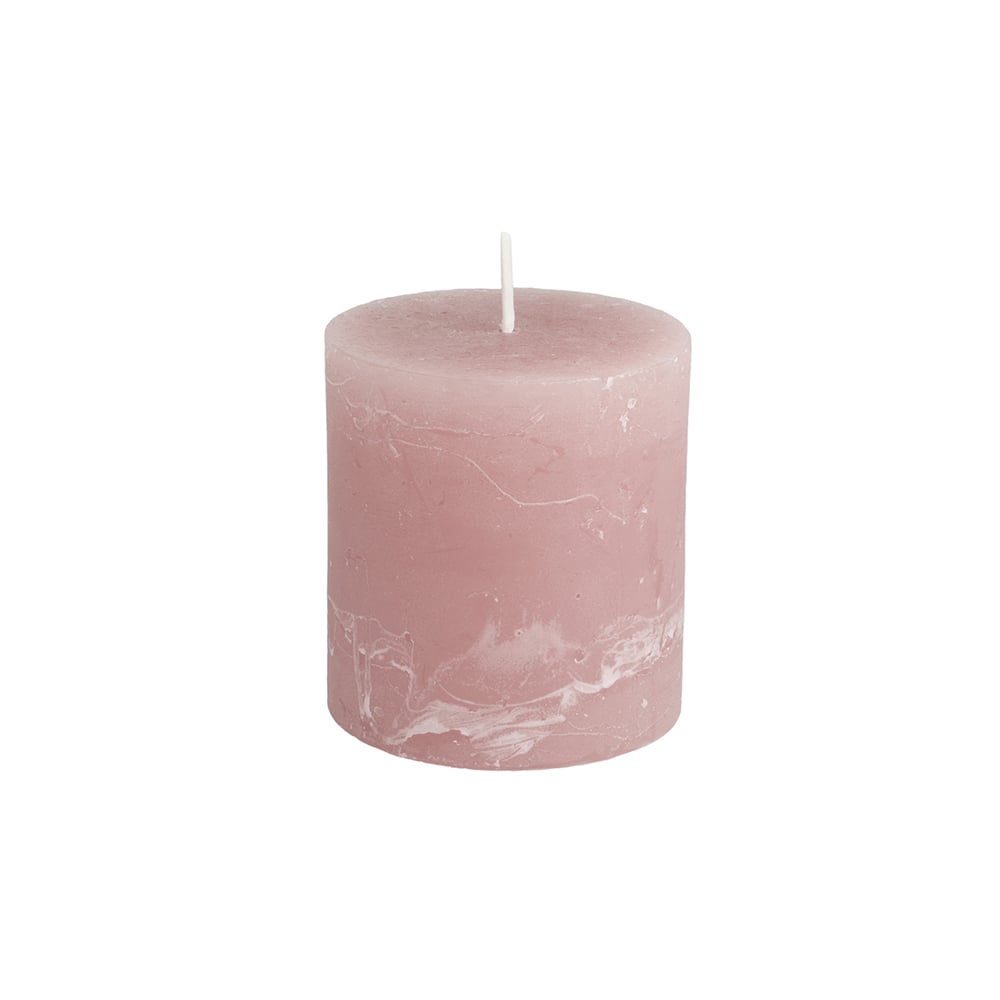 Rustic Pillar Candle Dusky Pink 70x75mm - RUTHERFORD & Co