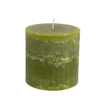 Rustic Pillar Candle Fern Green 100x100mm - RUTHERFORD & Co