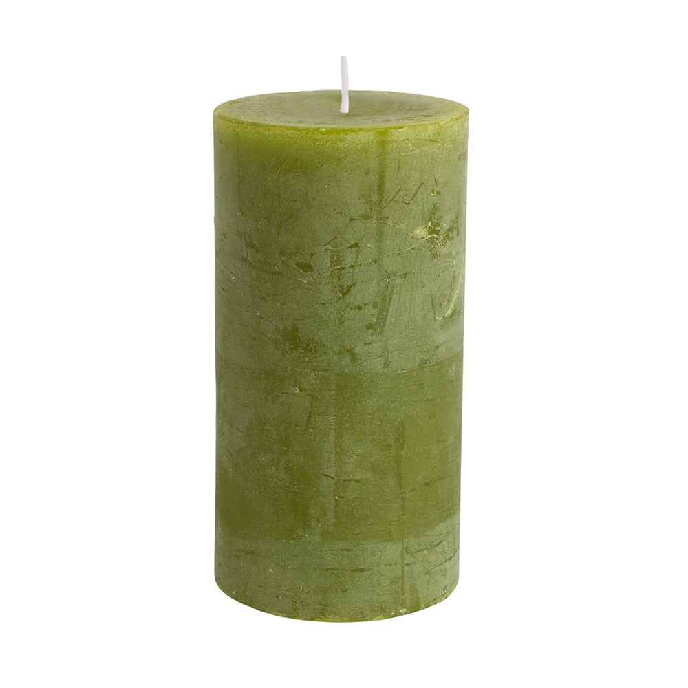 Rustic Pillar Candle Fern Green 70x130mm - RUTHERFORD & Co